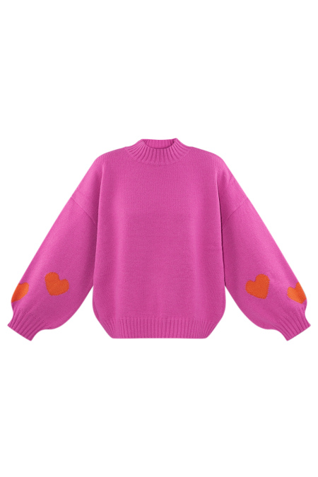 Pull Femme Oversized en Laine Mélange Tricoté avec Applique Cœur 2