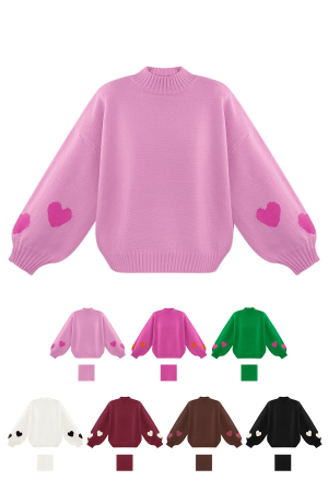Pull Femme Oversized En Laine Mélange Tricoté Avec Applique Cœur h5 Image12