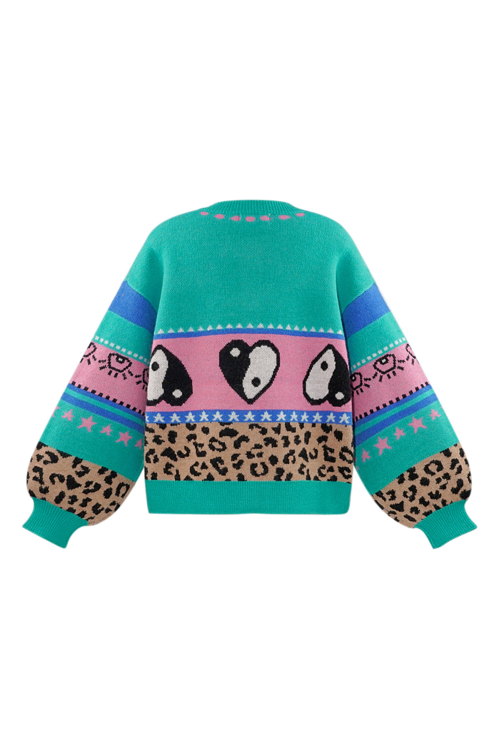 Cardigan Tricoté Mélange De Laine Femme Coupe Oversized Design Imprimé Image3