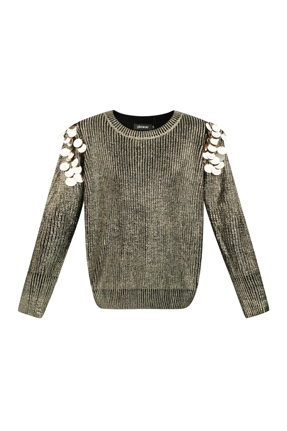 Pull Femme En Fibre Métallique Tricotée Détail Épaule À La Mode 