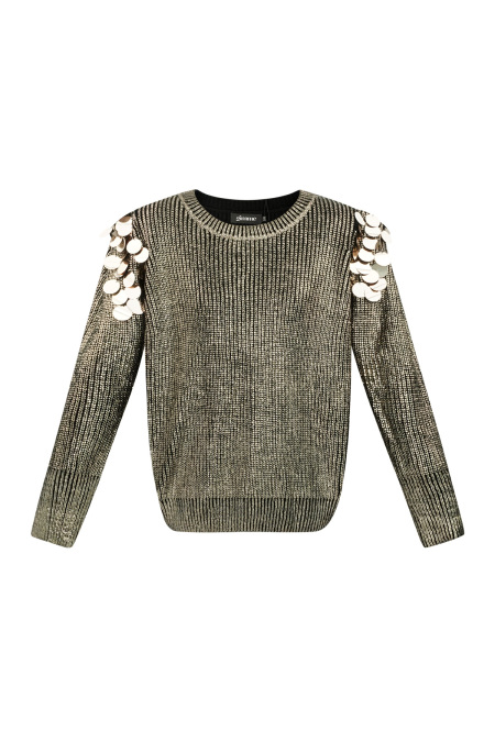 Pull Femme en Fibre Métallique Tricotée Détail Épaule à la Mode 2