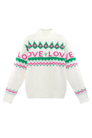 Pull En Polyester Tricot Femme Col Roulé Motif Love h5