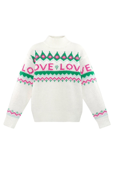 Pull en Polyester Tricot Femme Col Roulé Motif Love 2