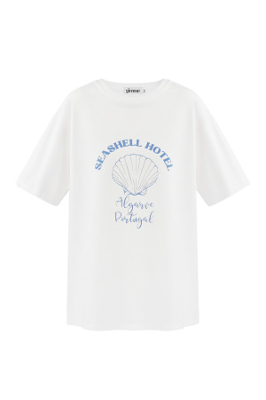 T-Shirt Femme En Coton Oversized Imprimé Seashell Hotel h5
