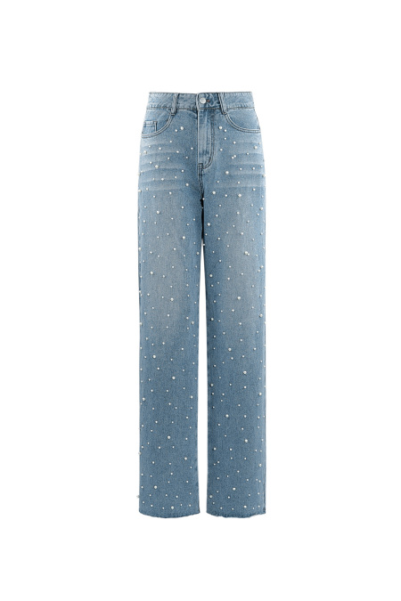 Cotton Woven Femme Pantalon Droit Jean Casual Polka Dots 2
