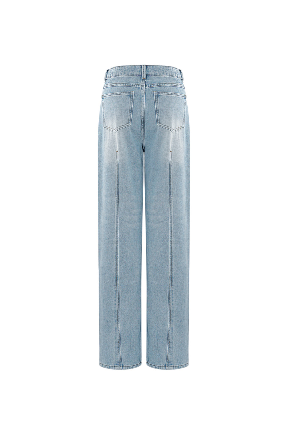 Pantalon Femme À Taille Haute Et Jambe Large En Denim Lavé Clair Image6