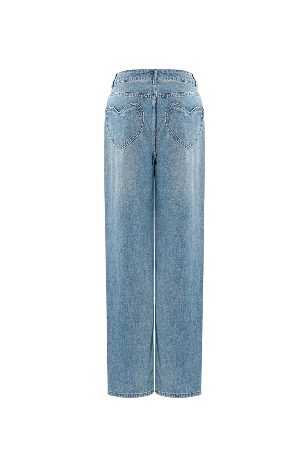 Coton Tissé Femme Pantalon Droit Jeans Décontracté Couleur Unie Indigo Moyen Image7