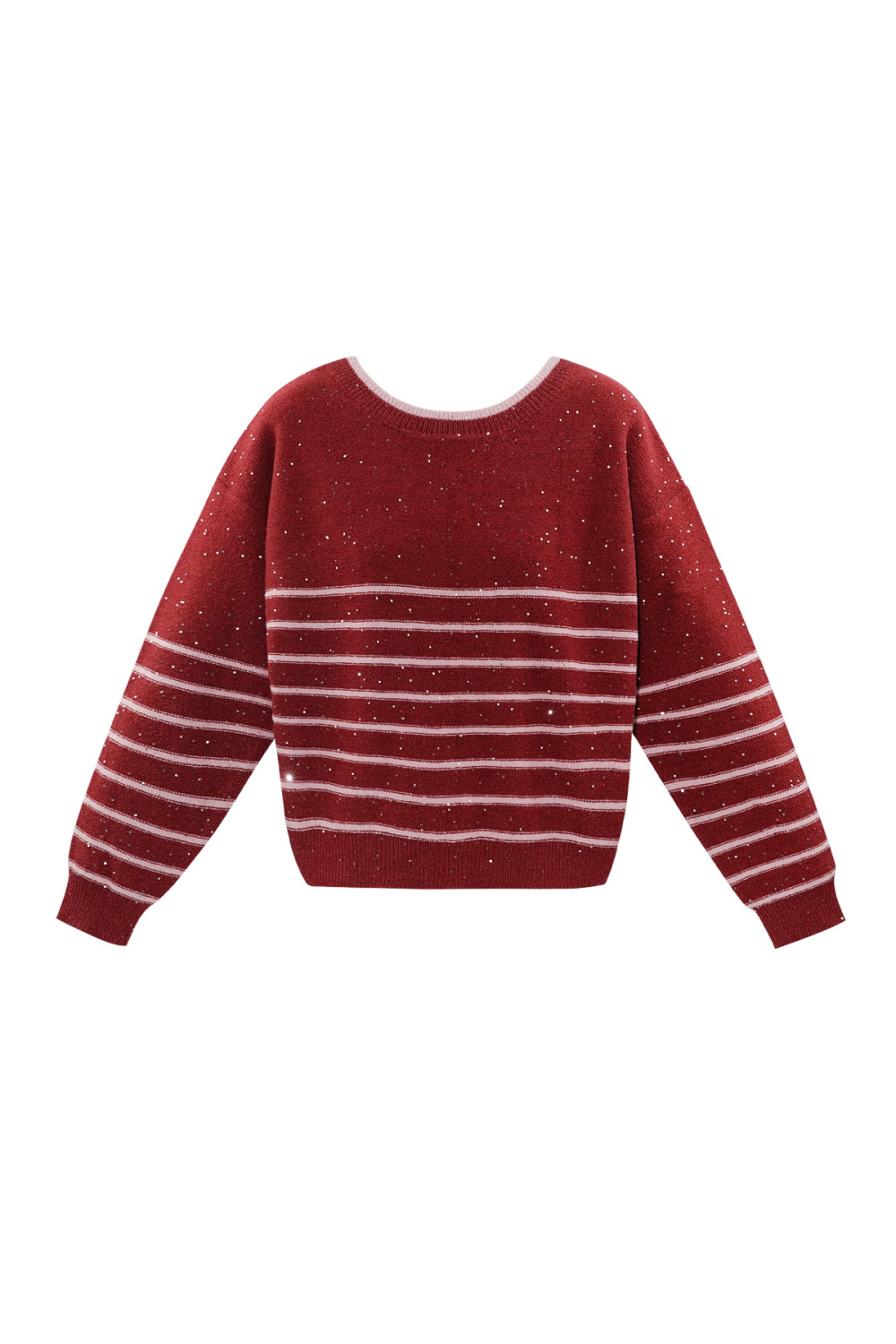 Pull En Polyester Tissé Femme Manches Longues Détail Nœud Rayures h5Image7