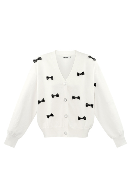Cardigan Tricot Viscose Femme Col V Détail Nœud 2