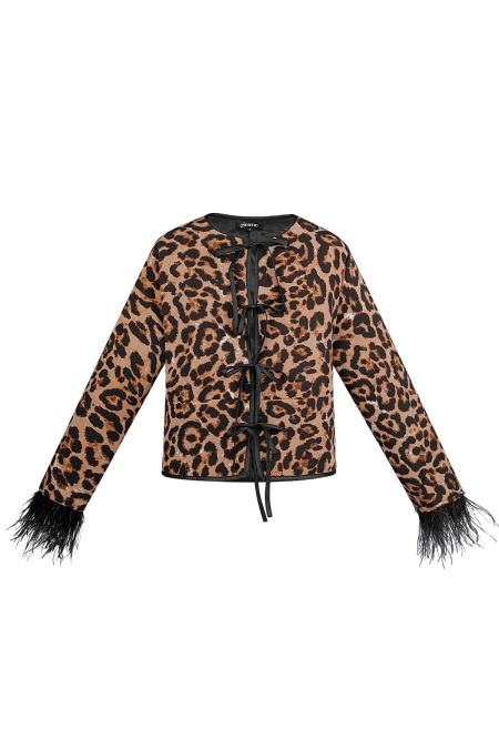 Veste Femme en Polyester Imprimé Léopard Détail Franges 2