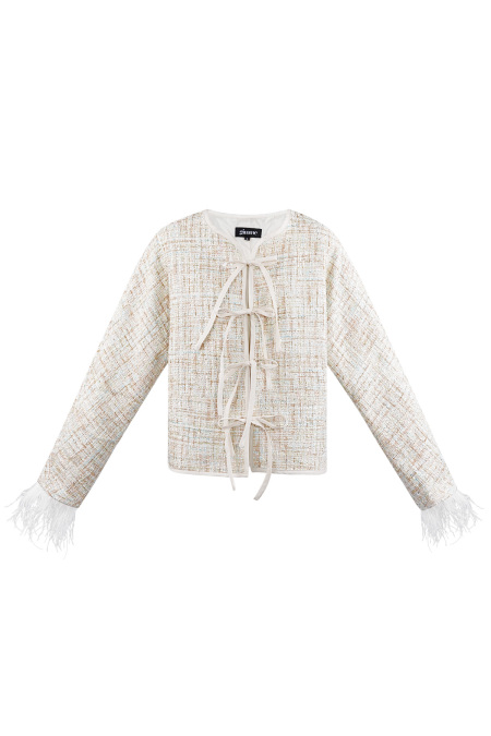 Veste Femme en Polyester Style Tweed Détail Plumes 2