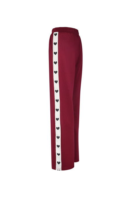 Pantalon Droit Femme Tissé Sporty Motif Cœur