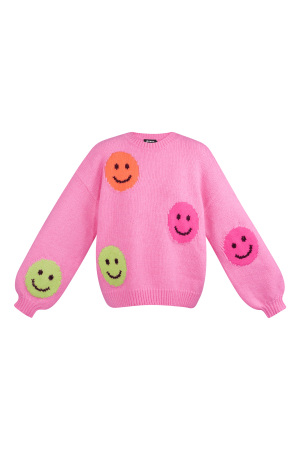 Pull Femme Oversized En Laine Mélange Tricoté Appliqué Visage Souriant h5 