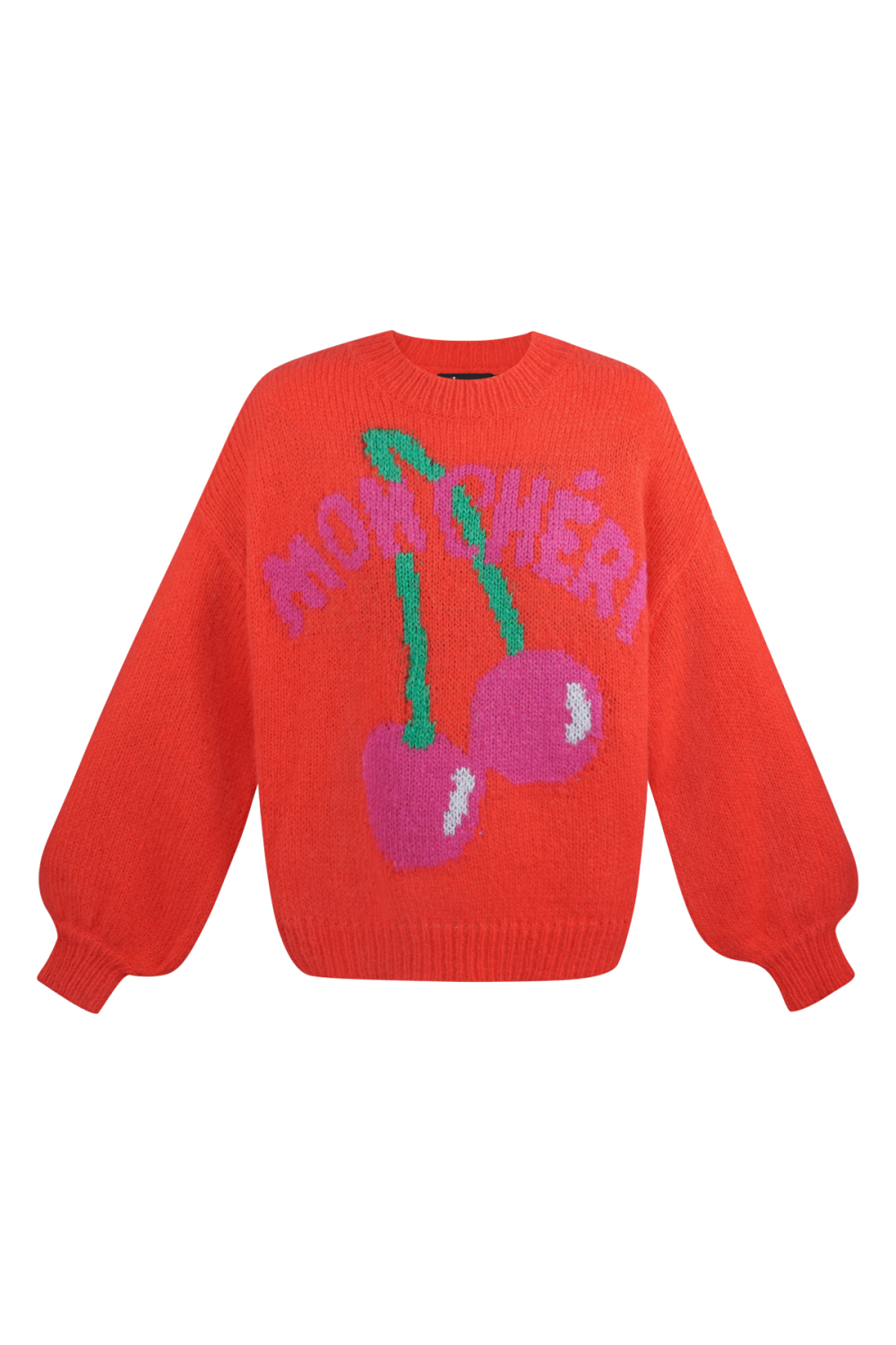 Pull En Maille Nylon Femme Oversized Graphique Cerise Mon Cheri 
