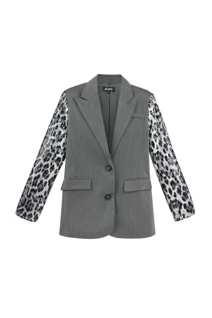 Ensemble De Costume Femme En Polyester Blazer À Manches Imprimé Léopard Paillettes h5 