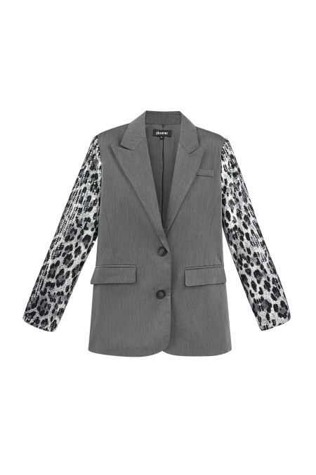 Ensemble de Costume Femme en Polyester Blazer à Manches Imprimé Léopard Paillettes 2