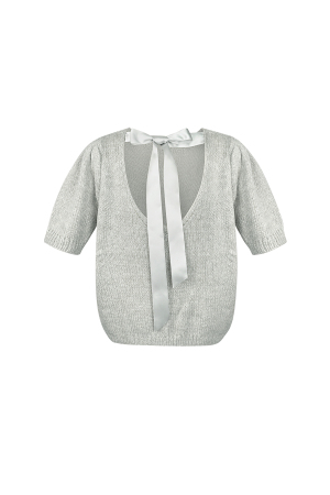 Top Manches Courtes Femme En Nylon Tricoté Avec Détail Nœud À L'arrière h5 