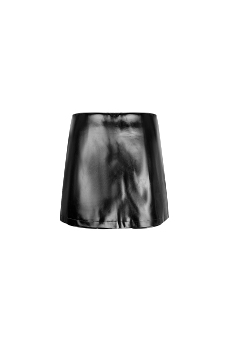 Jupe Mini en PU Tissée Casual Couleur Unie 2