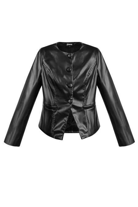Ensemble de Costume Femme en PU Coupe Classique Fermeture à Boutons 2