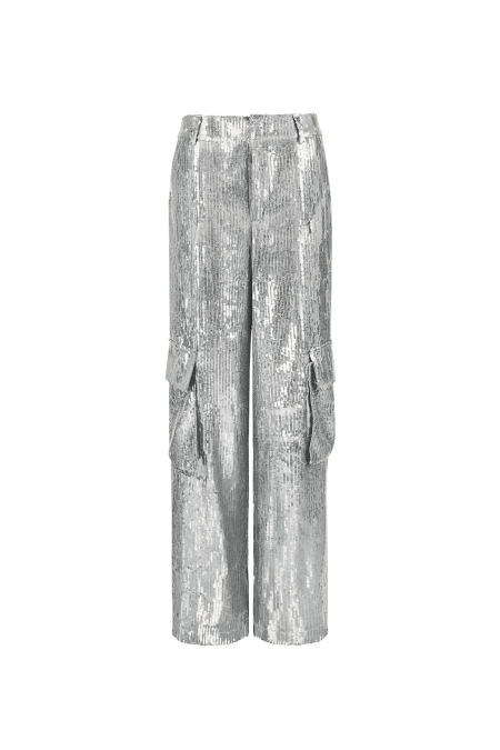 Tissu Paillettes Femmes Pantalon Droit Élégant 2