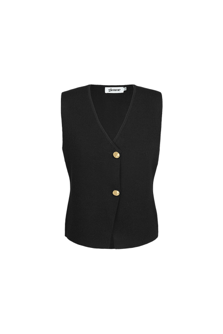 Cardigan Tricot Viscose Femme Sans Manches Col V Boutonnage Avant 2