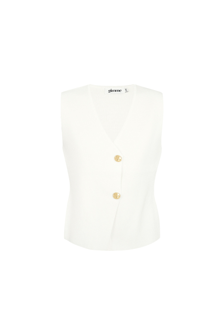 Cardigan Tricot Viscose Femme Sans Manches Col V Boutonnage Avant 2