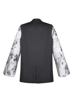 Ensemble De Costume Femme En Polyester À Double Boutonnage Manches Contrastantes Motif h5 Image8