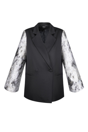 Ensemble De Costume Femme En Polyester À Double Boutonnage Manches Contrastantes Motif h5 