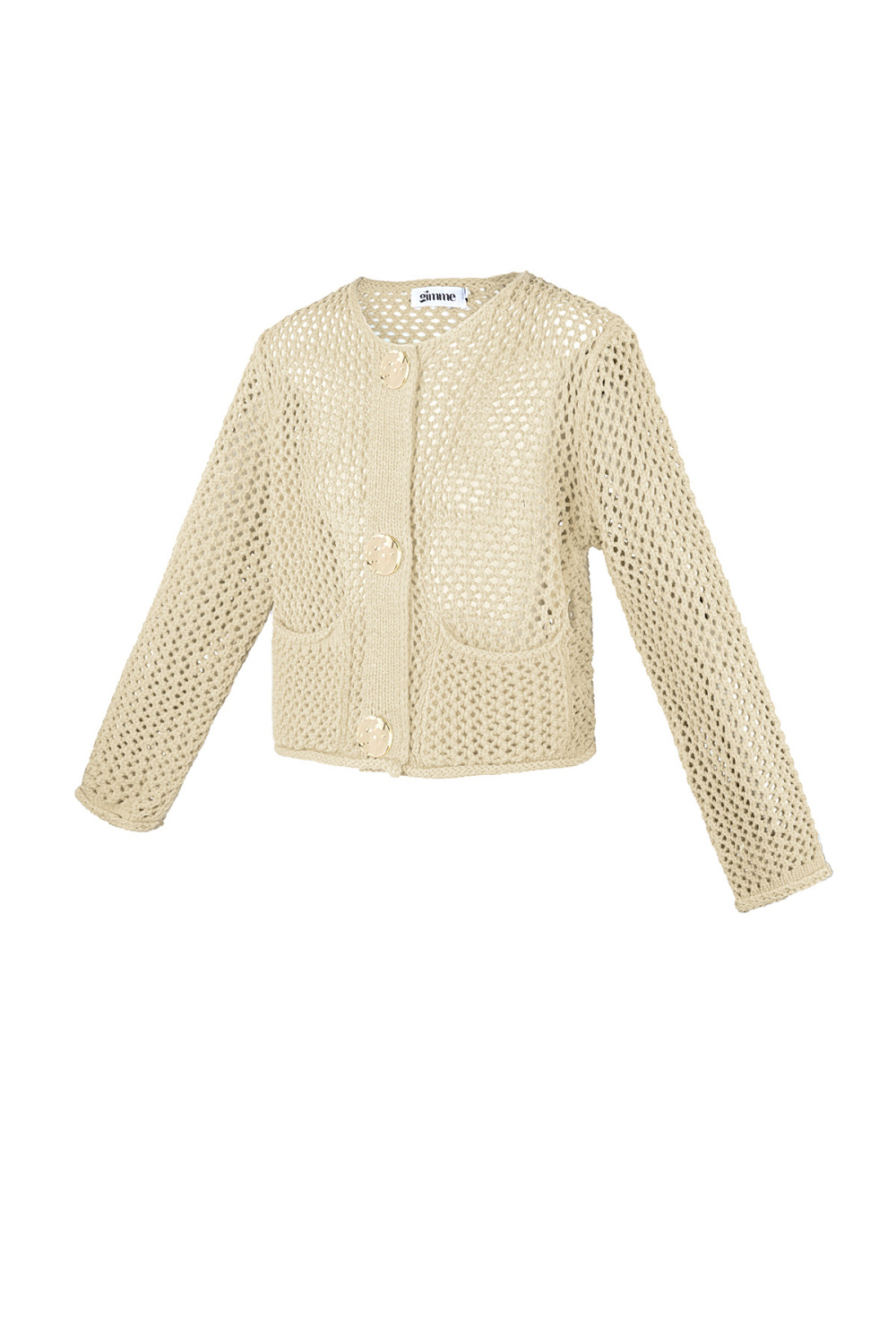 Cardigan Tricoté Polyester Femme Devant Ouvert Motif Crochet Image3