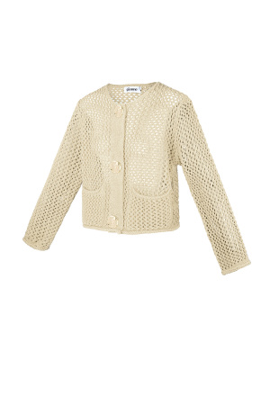 Cardigan Tricoté Polyester Femme Devant Ouvert Motif Crochet h5 Image3