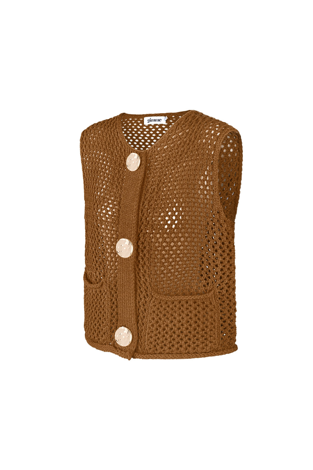 Pull En Maille Polyester Femme Gilet À Motif Ajouré Image2