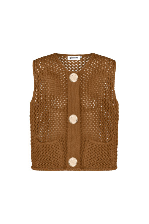 Pull En Maille Polyester Femme Gilet À Motif Ajouré h5 
