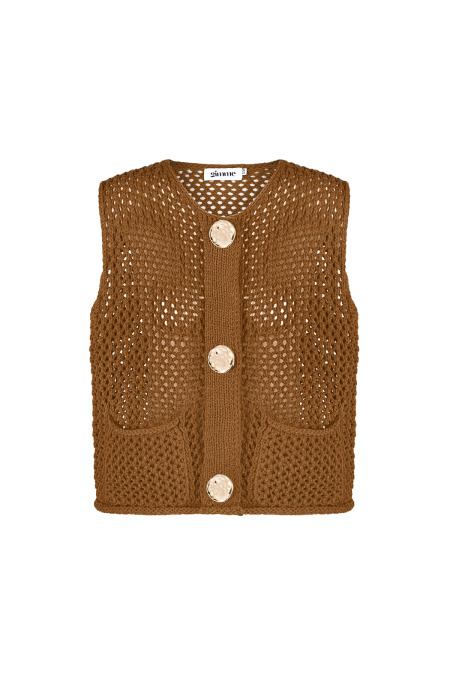 Pull En Maille Polyester Femme Gilet À Motif Ajouré 2