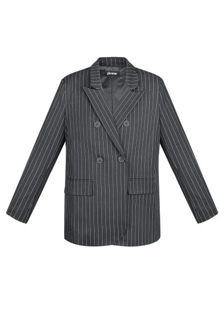 Ensemble Costume Femme Polyester Double Boutonnage Rayures Fines 2