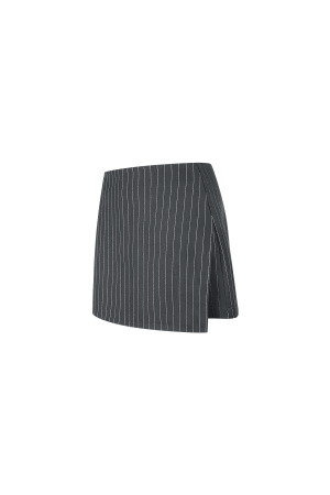 Jupe Courte À Pinces Haute Taille Pour Femme, Rayures Fines Noires Et Blanches h5 Image6