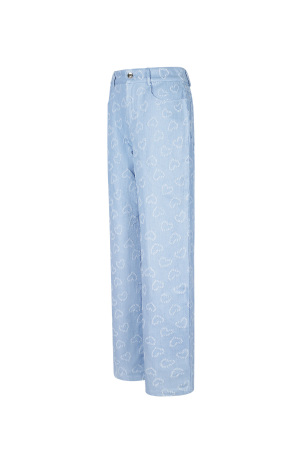 Cotton Woven Femme Pantalon Droit Casual Motif Cœur h5 Image4