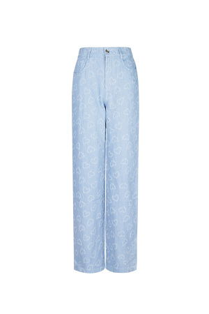 Cotton Woven Femme Pantalon Droit Casual Motif Cœur h5