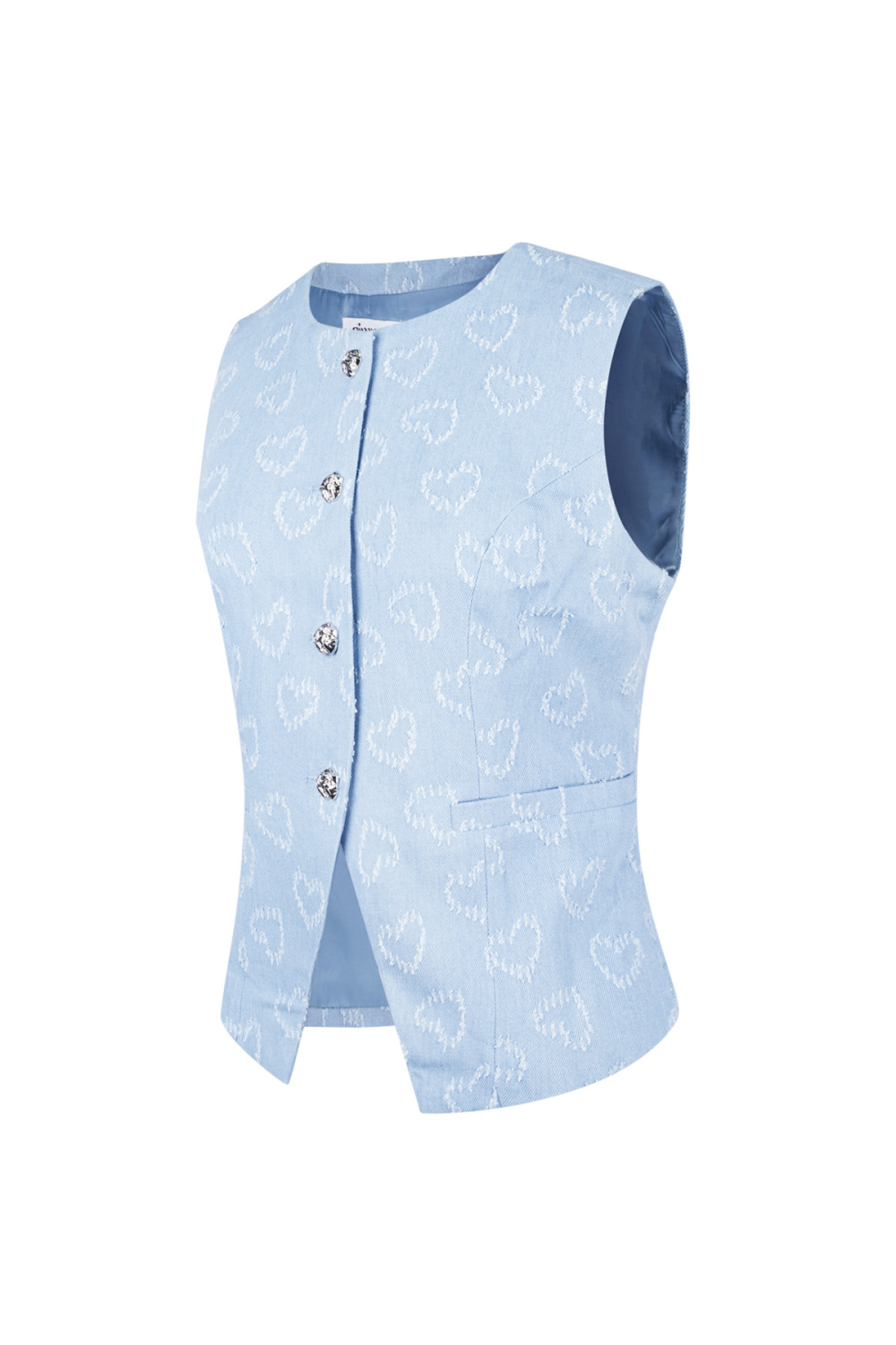 Coton Haut Sans Manches Femme Motif Cœur Fermeture À Boutons h5Image4
