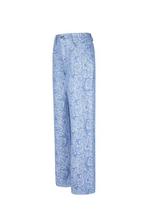 Coton Tissé Pantalon Droit Femme Casual Imprimé Fleur h5 Image5