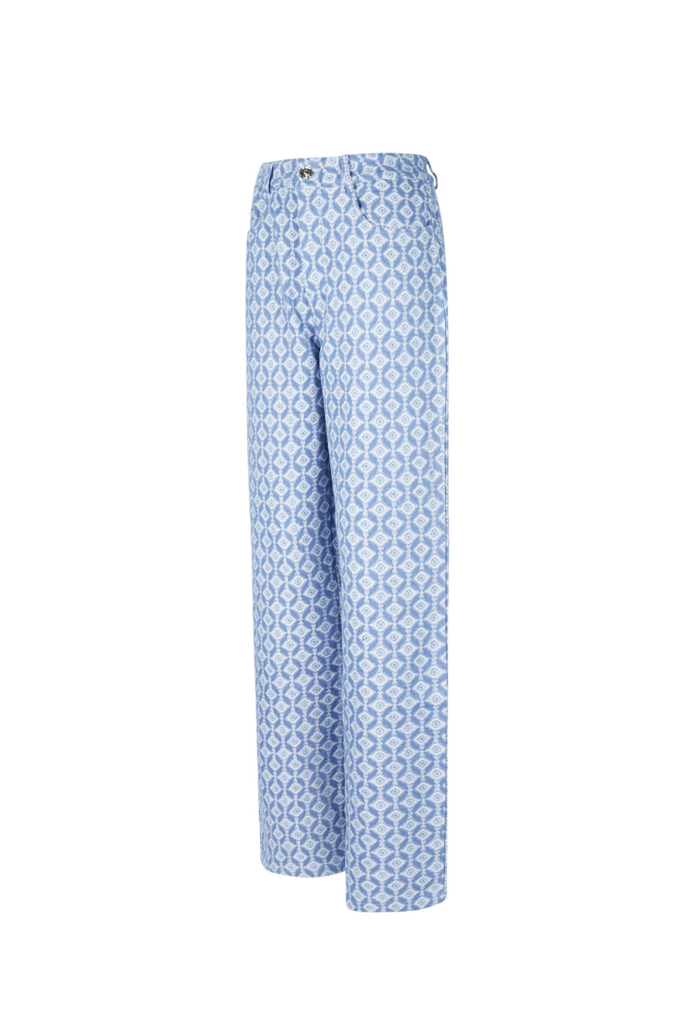 Cotton Woven Femme Pantalon Droit Motif Géométrique Image4
