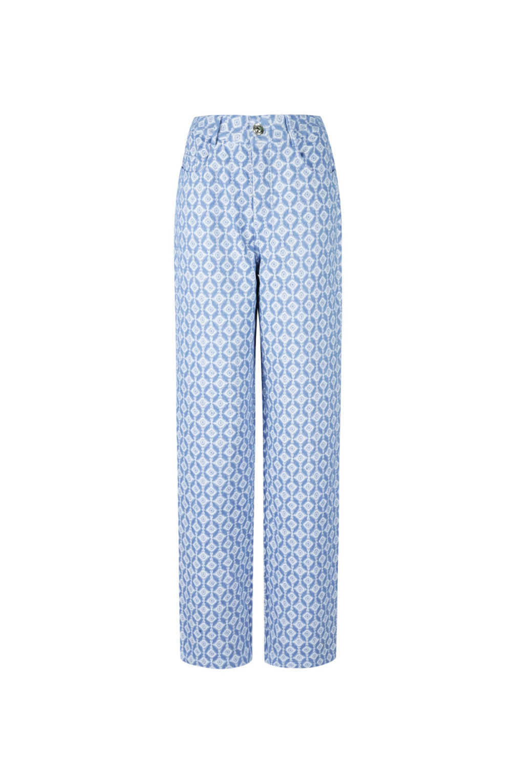 Cotton Woven Femme Pantalon Droit Motif Géométrique 