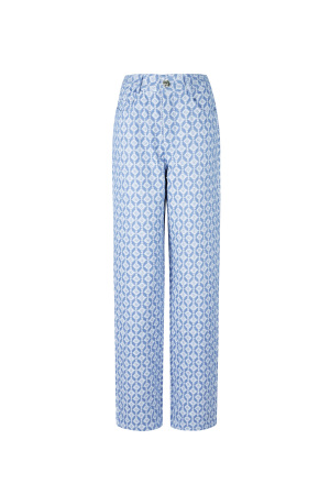 Cotton Woven Femme Pantalon Droit Motif Géométrique h5 