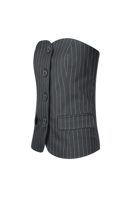 Polyester Haut Femme Sans Manches Rayures Design Formel