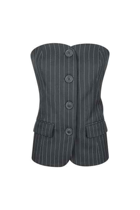 Polyester Haut Femme Sans Manches Rayures Design Formel 2