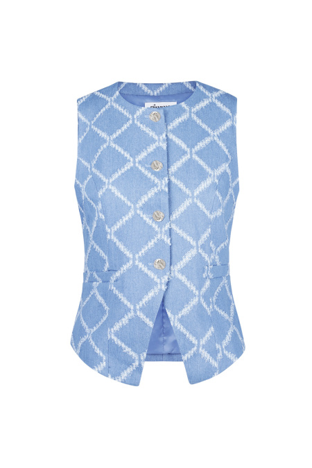 Coton Haut Sans Manches Femme Boutonné Motif Géométrique 2