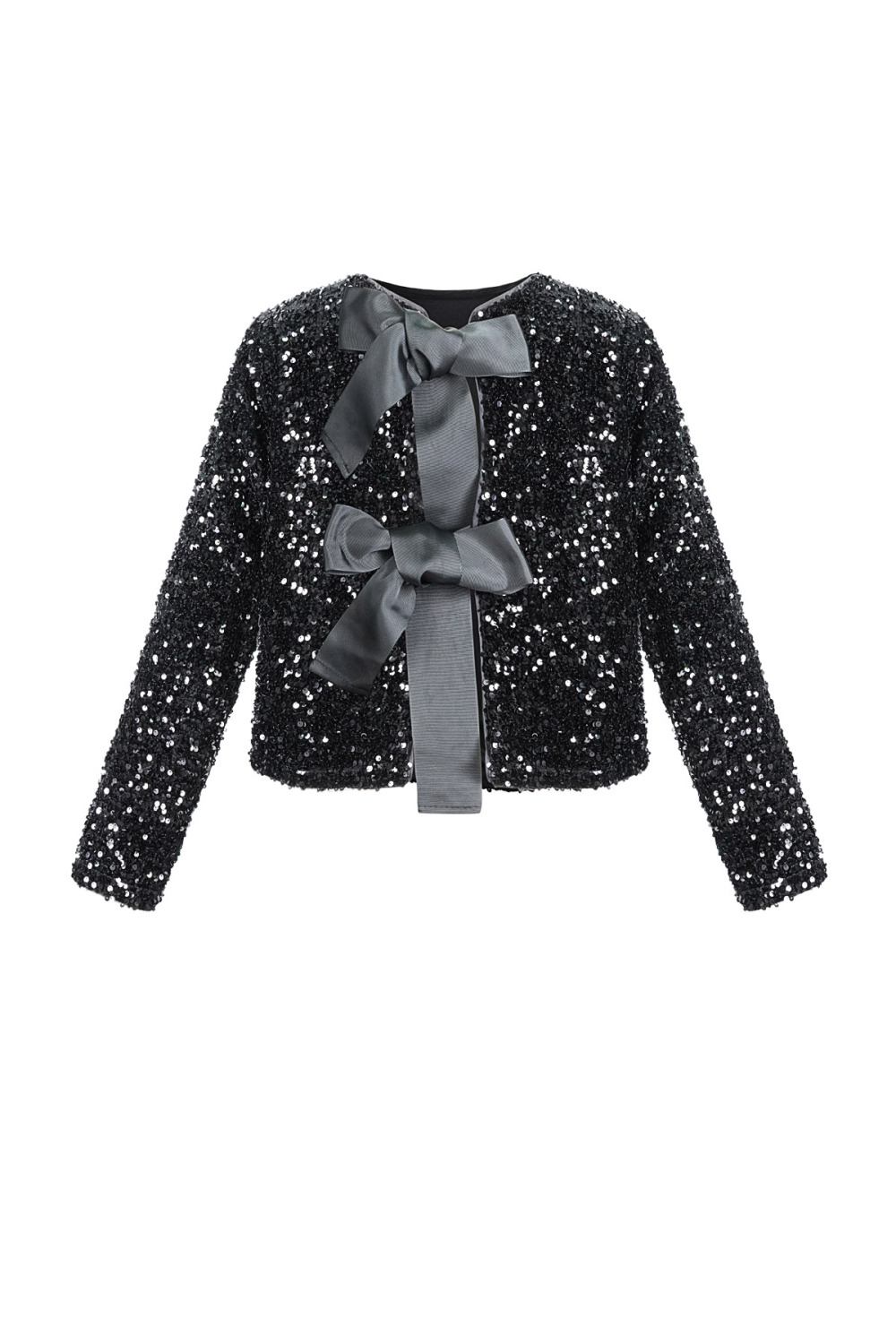 Top À Manches Longues En Polyester Court Avec Détail De Nœud Image11
