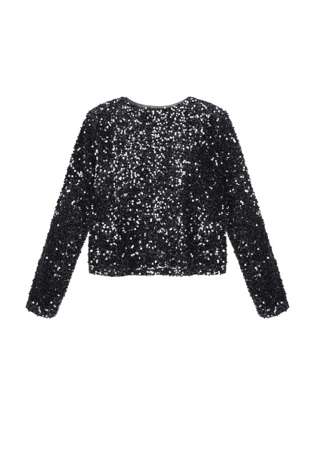 Top à Manches Longues en Polyester Court avec Détail de Nœud 2