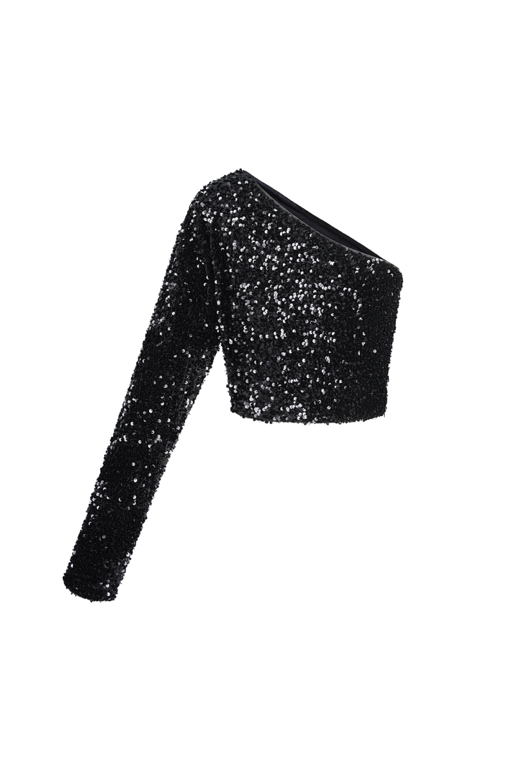 Polyester Paillettes Femme Top À Une Épaule Sans Manches Effet Brillant 