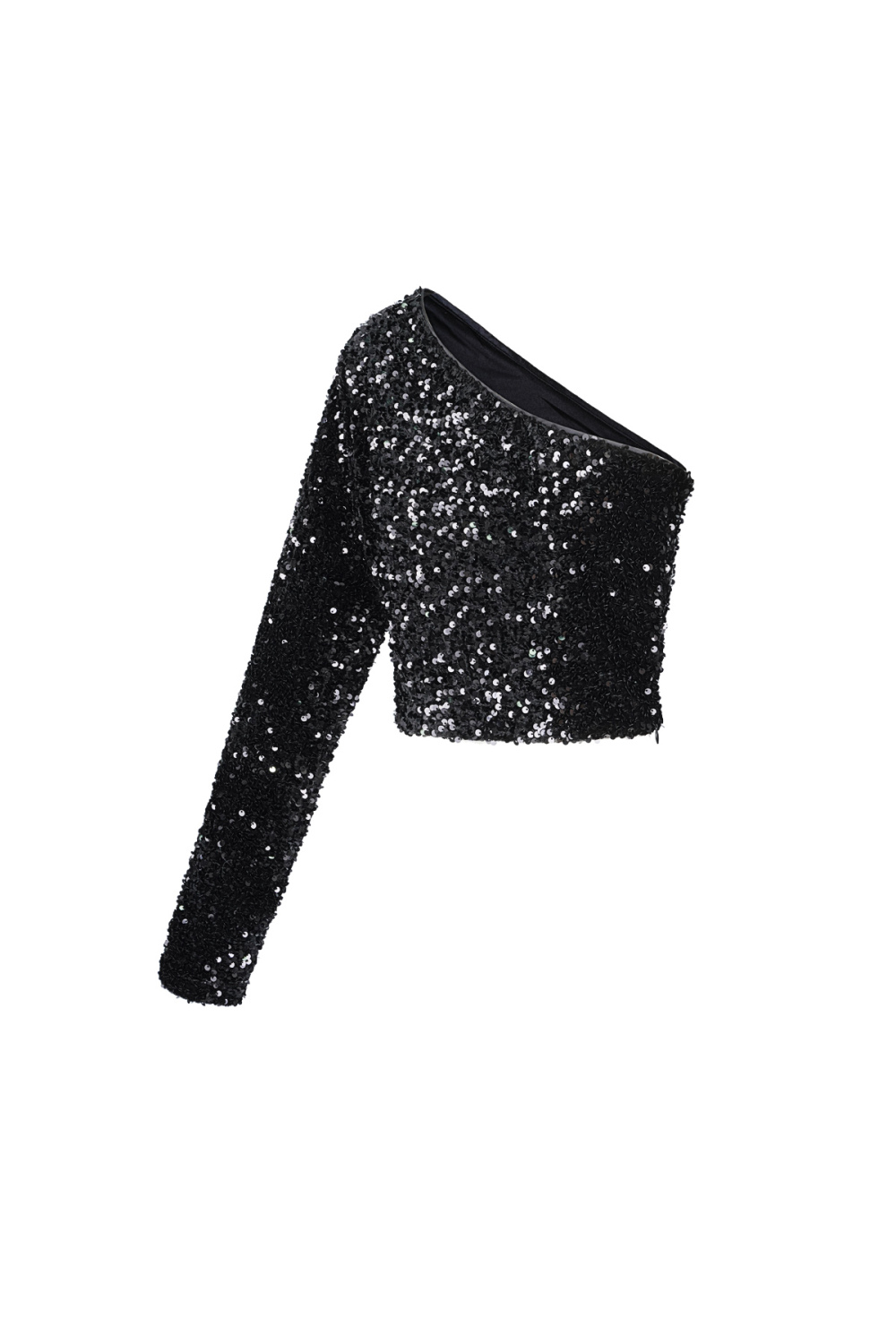 Polyester Paillettes Femme Top À Une Épaule Sans Manches Effet Brillant Image9