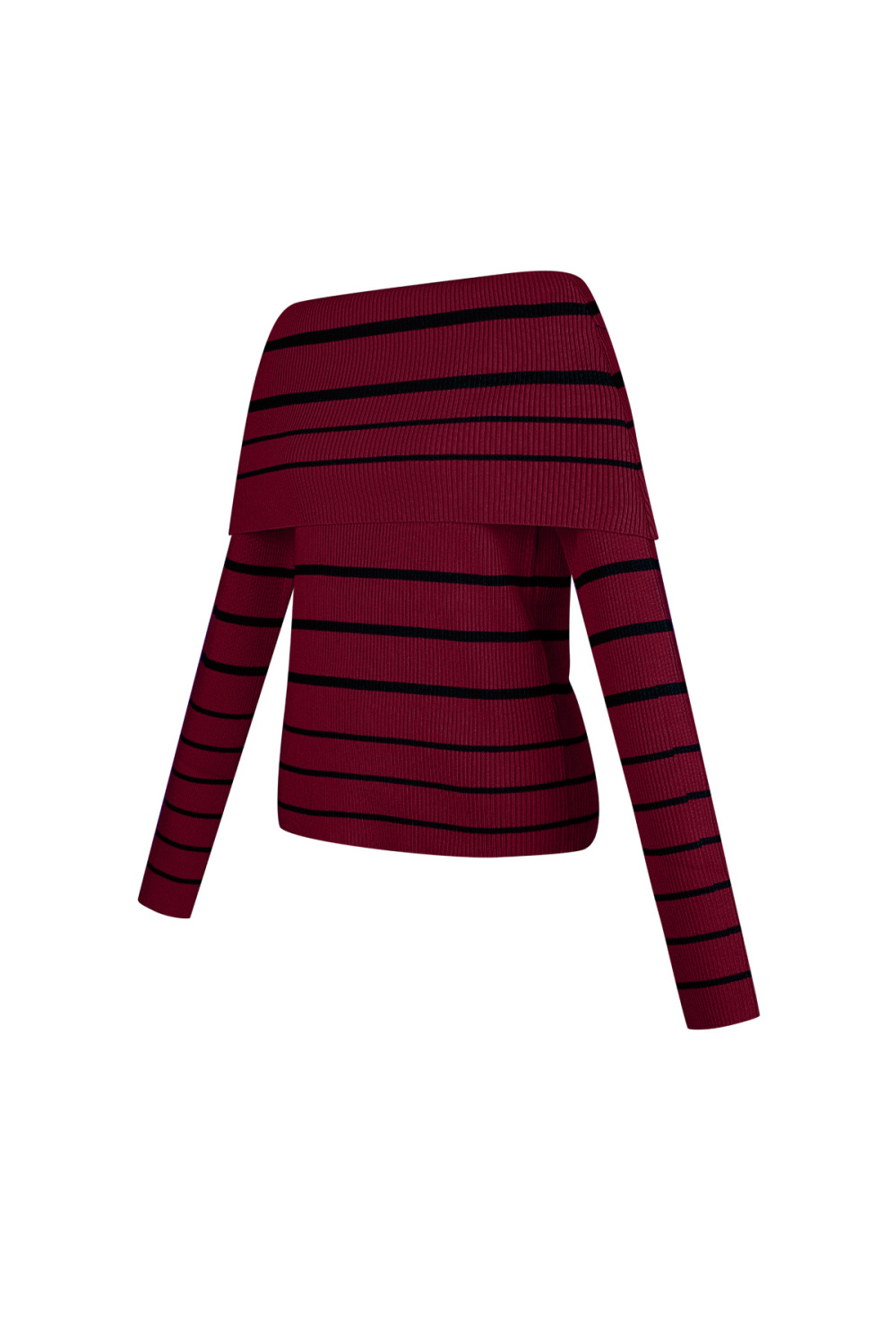 Pull En Viscose Femme Décolleté Épaules Dénudées Motif Rayé Image2